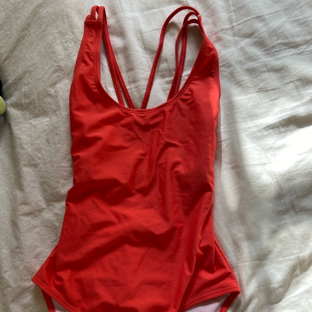 Orange/red one piece swimsuit